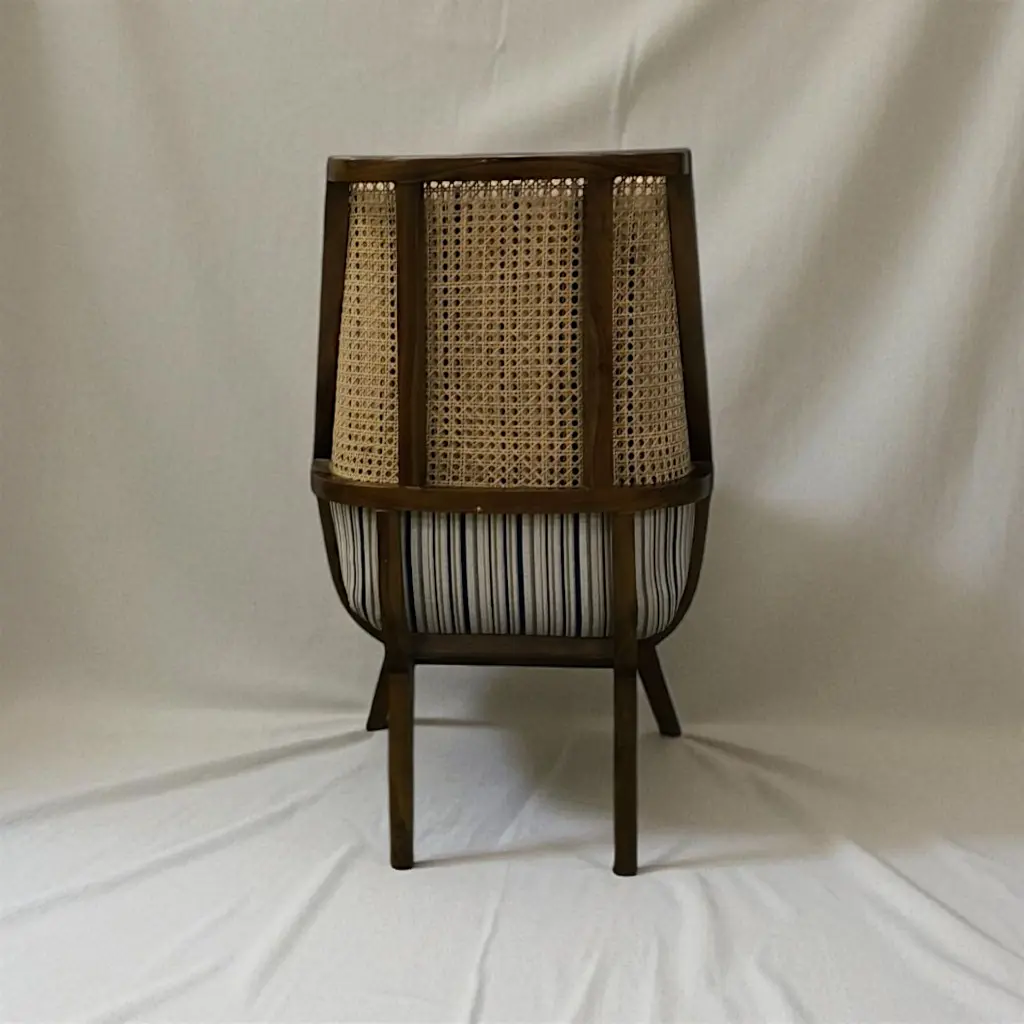 Riviera Stripe Teak Wood Lounge Chair Back.webp