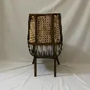 Riviera Stripe Teak Wood Lounge Chair Back.webp