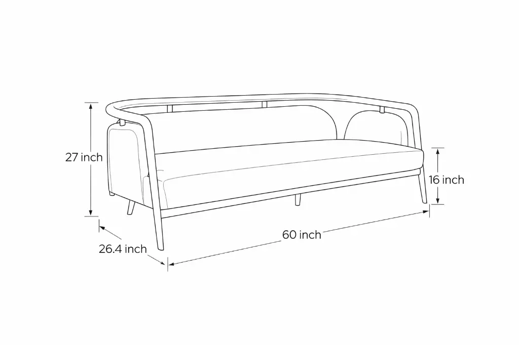 Aurelia Curve Teak Sofa Dimension.webp