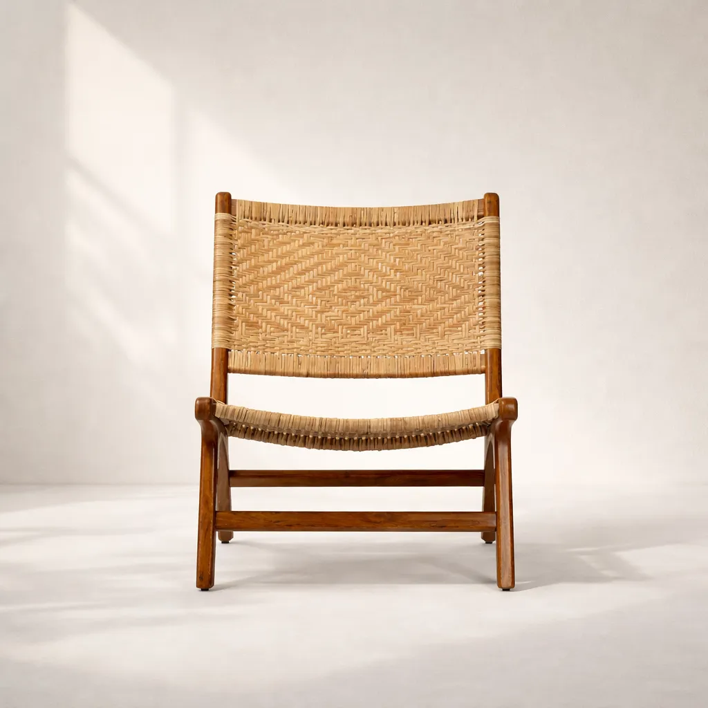BALI WOVEN TEAK LOUNGE CHAIR Front.webp