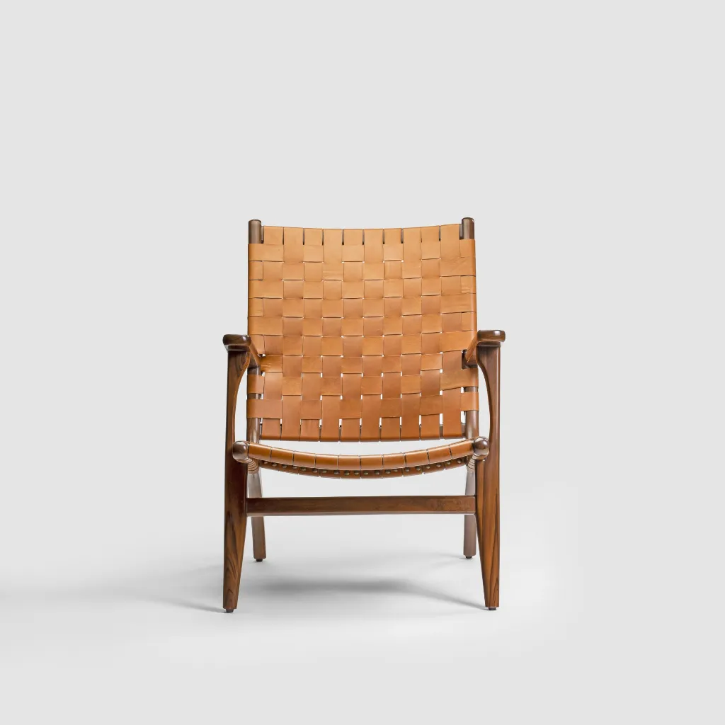 BALI WOVEN TEAK LOUNGE ARMCHAIR Front.webp