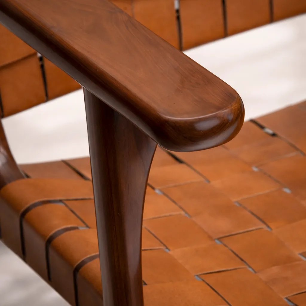 BALI WOVEN TEAK LOUNGE ARMCHAIR Details.webp