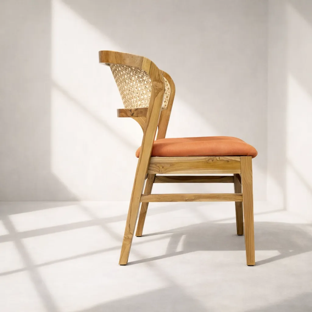 MAYA TEAK RATTAN CHAIR Side Angle.webp