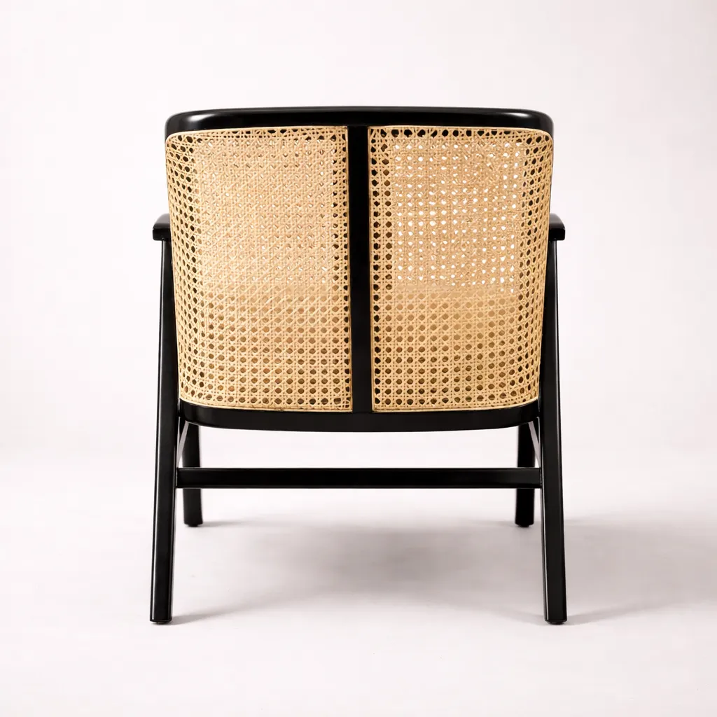 MONA RATTAN ACCENT TEAK CHAIR Back Angle.webp