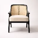 MONA RATTAN ACCENT TEAK CHAIR Front.webp