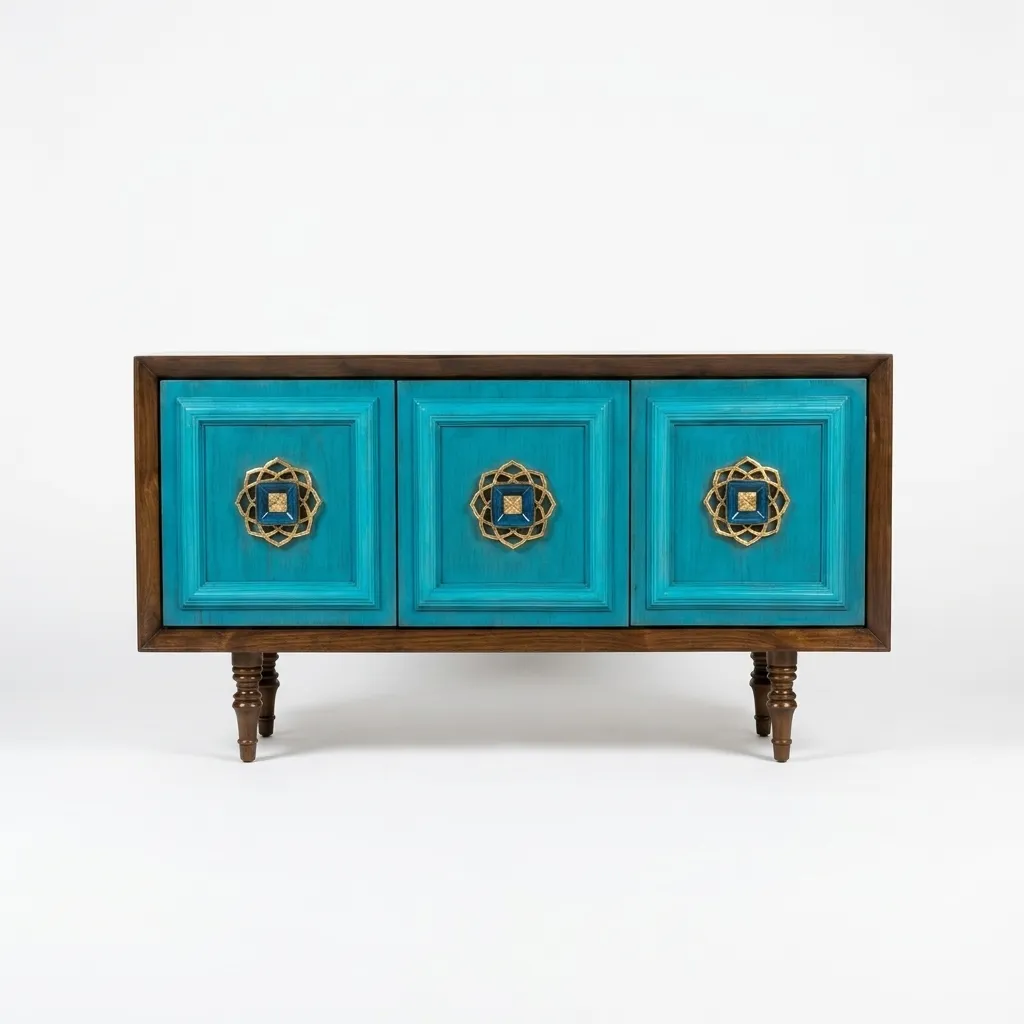 Blue Tanus Teak Sideboard Front View.webp