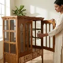 Aravalli Teak Wood Crockery Unit Closeup .webp