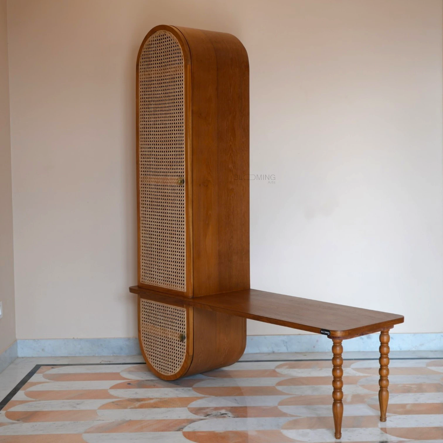 Aravalli Teak EntryWay Console with Seating .webp