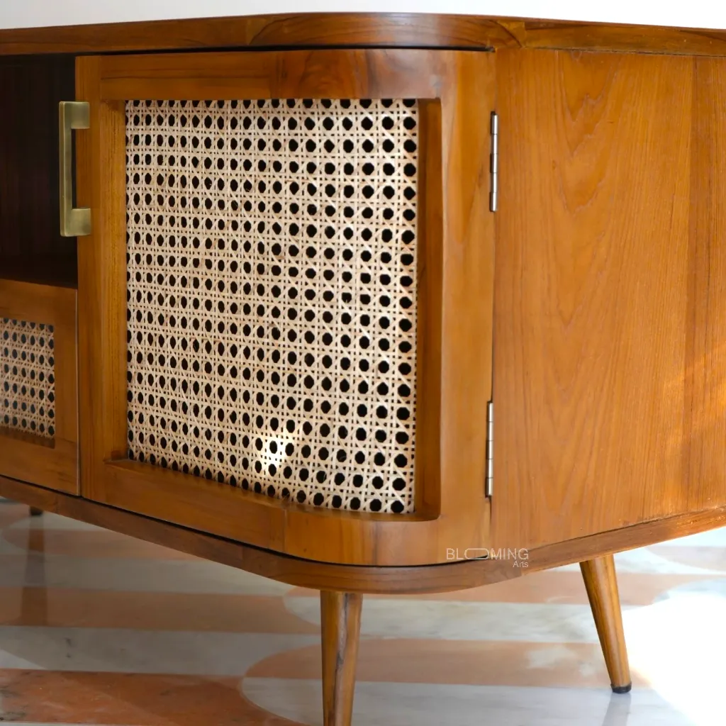 Aravalli Teak Wood TV Unit Closeup .webp