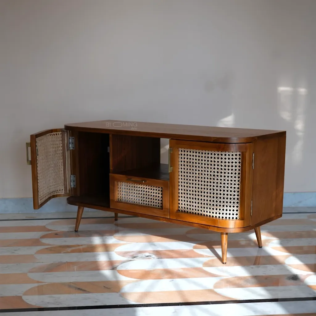 Aravalli Teak Wood TV Unit Side .webp