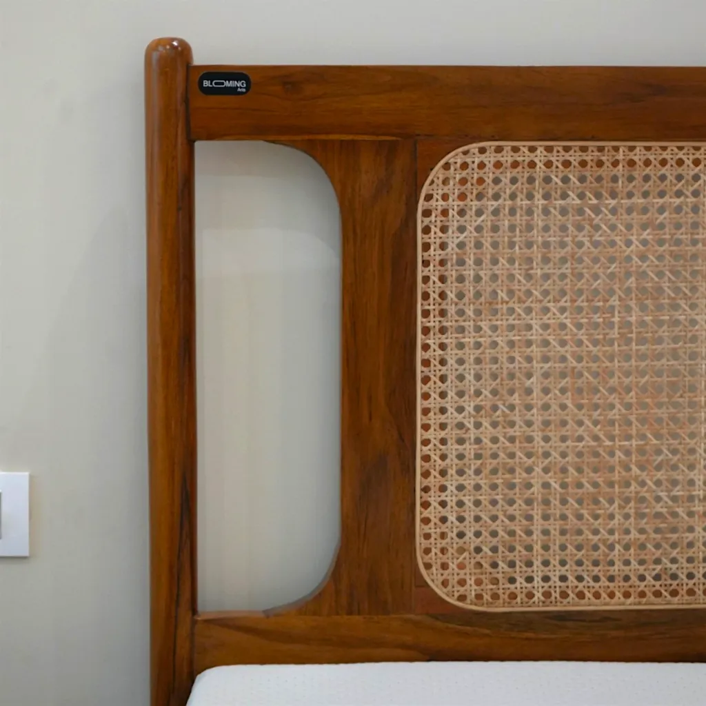 Aravalli Rattan Box Bed in Teak Wood Rattan Details .webp