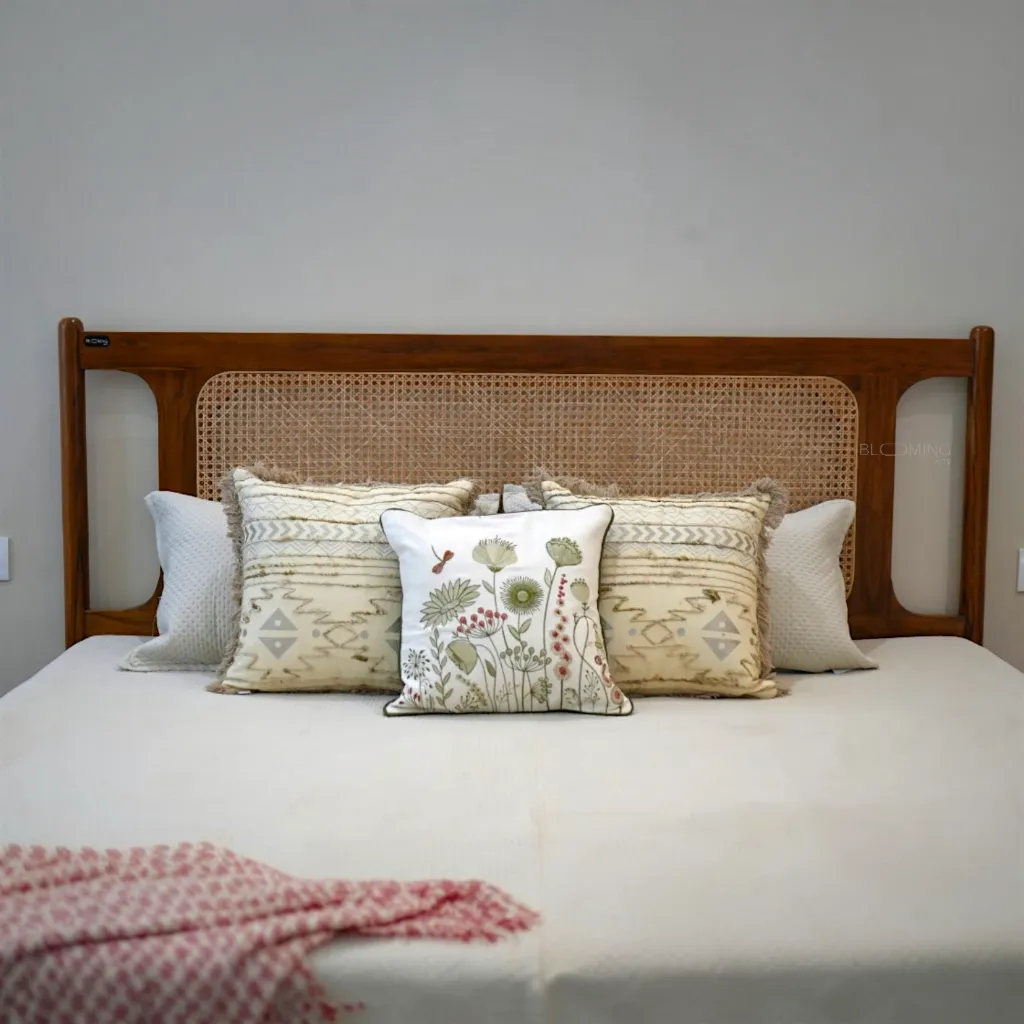 Aravalli Rattan Box Bed in Teak Wood Front Angle .webp