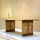 Aravalli Rattan Dining Table in Teak Wood Side Angle .webp