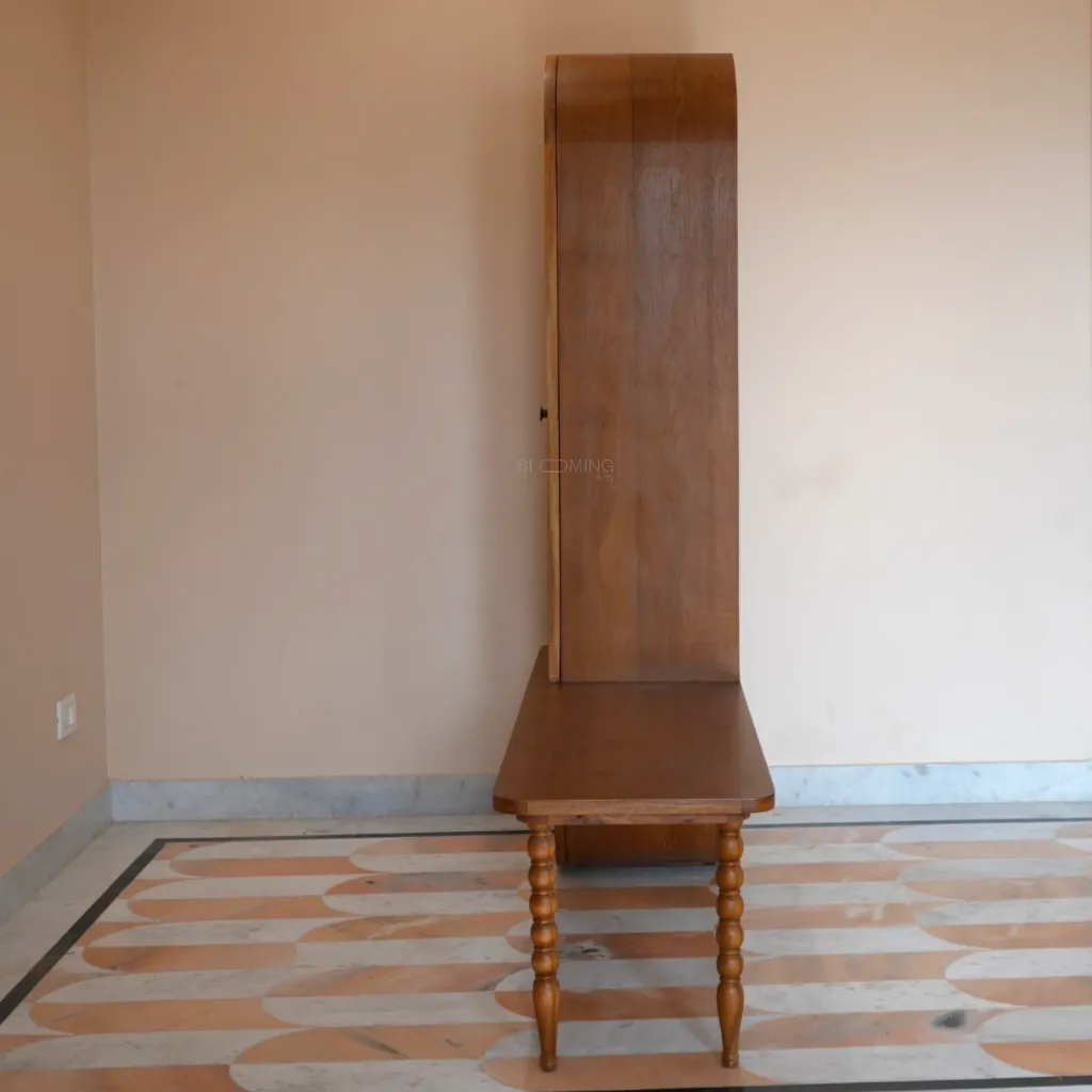 Aravalli Teak EntryWay Console with Seating Side Angle .webp