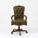Royal Director Chair Hand-Carved Leatherette Olive Front Angle .webp