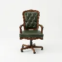 Royal Director Chair Hand-Carved Leatherette Green Front .webp