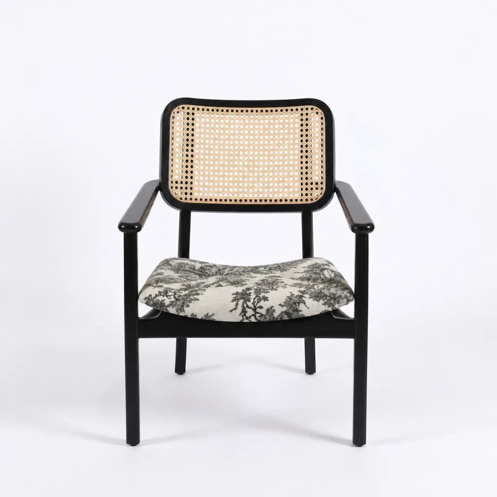 Makalu Rattan Armchair in Teak Wood Front View .webp