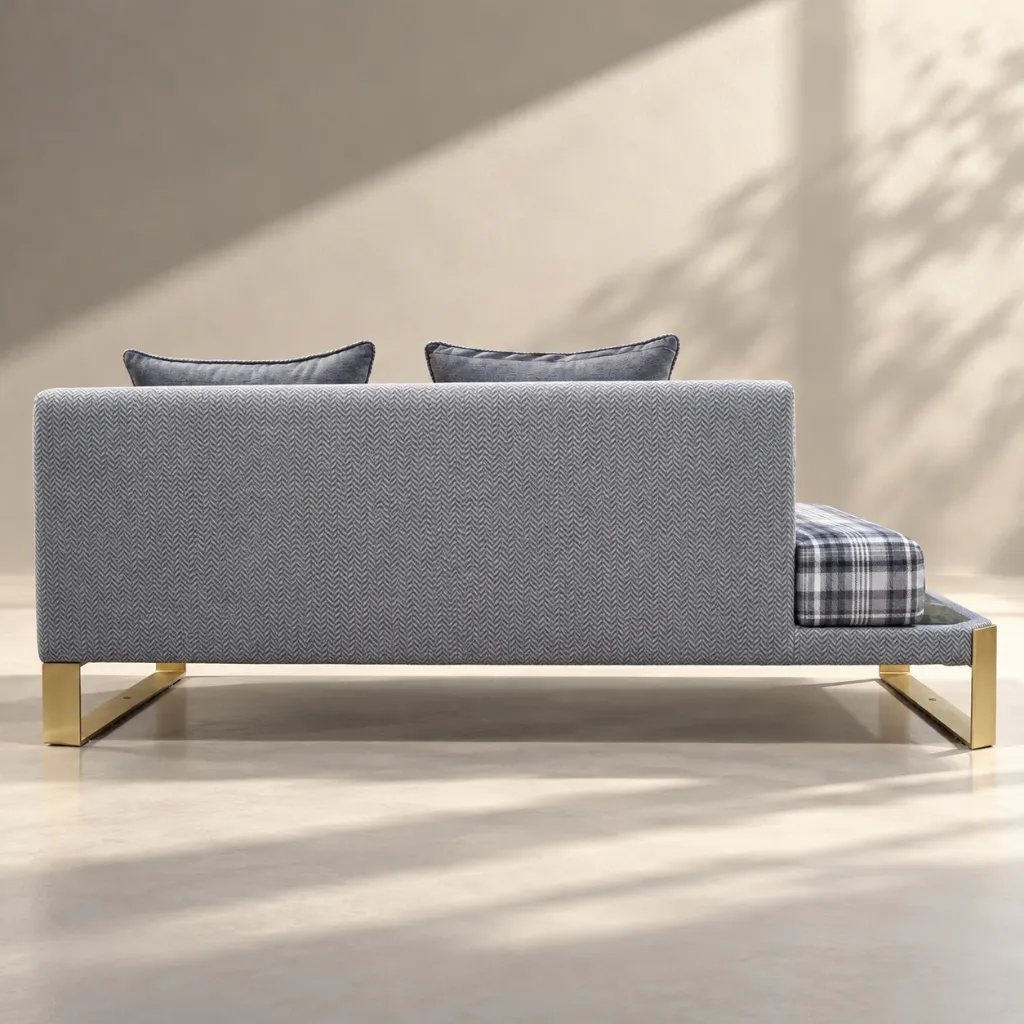 Minimalist Grey Sofa in Warm Sunlight.webp