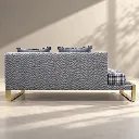 Minimalist Grey Sofa in Warm Sunlight.webp