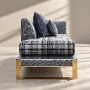Modern Plaid Daybed in Sunlit Studio.webp