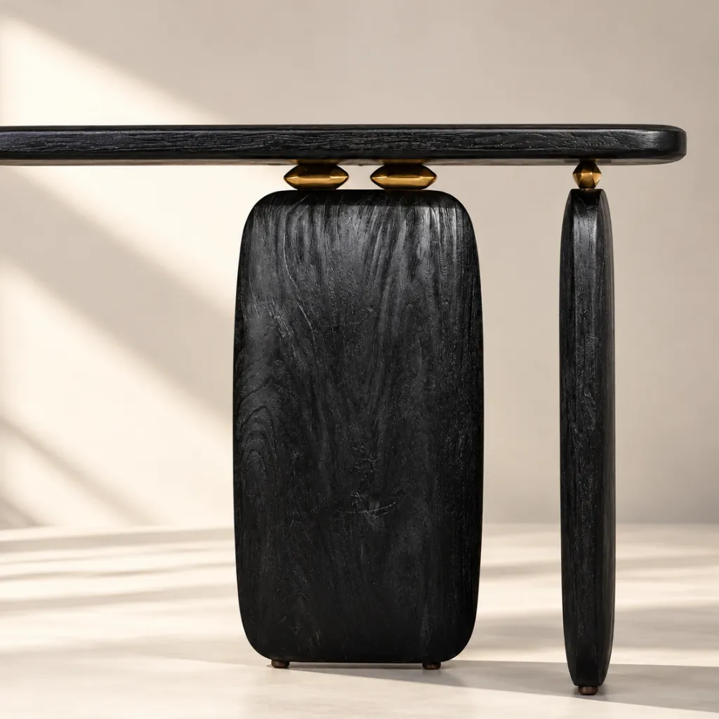 Sculptural Blackwood Console in Sunlight.webp