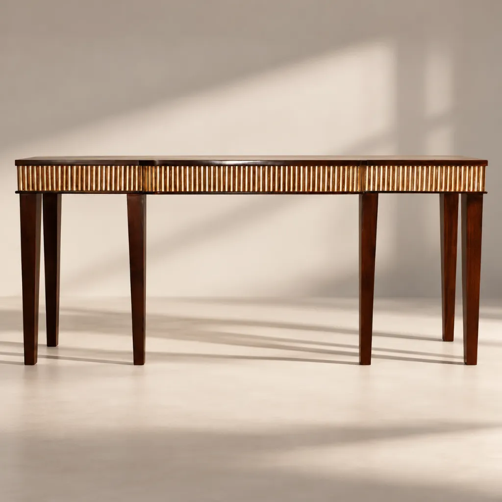 Ribbed Console in Teak .webp