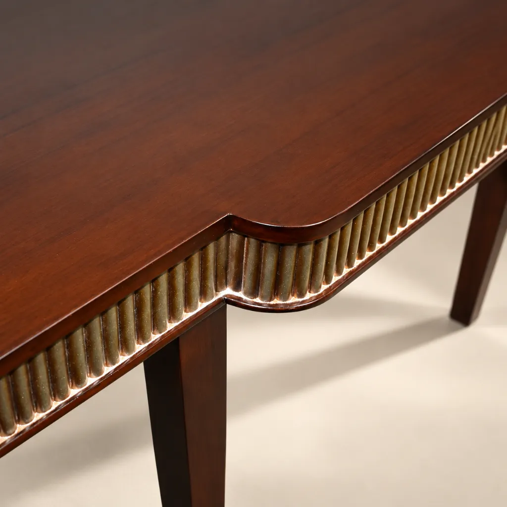 Elegant Mahogany Table with Fluted Trim.webp