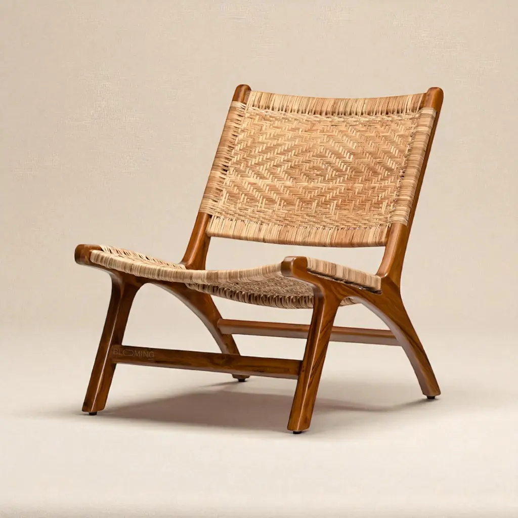 BALI WOVEN TEAK LOUNGE CHAIR