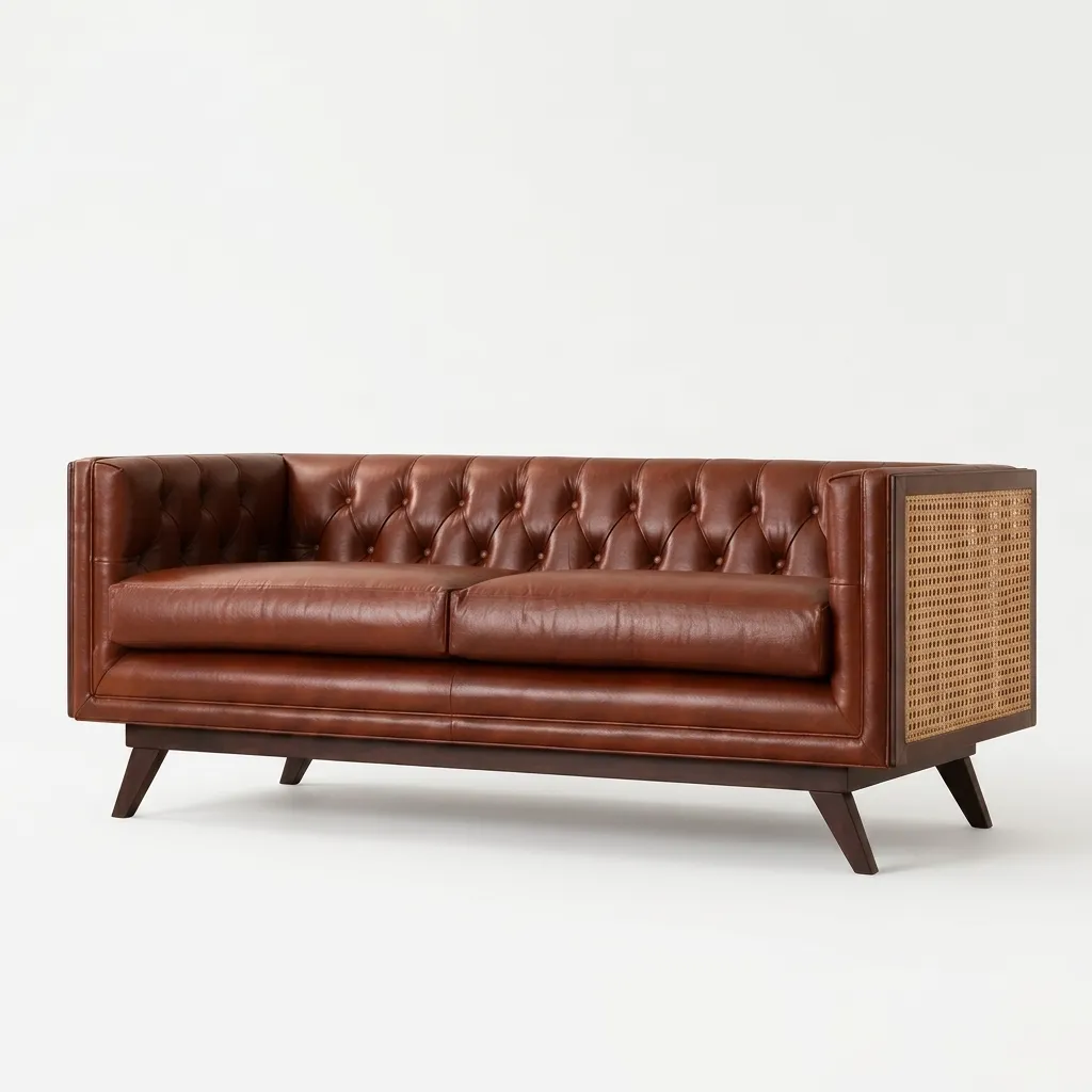 Cano-Chest Rattan Sofa in Teak