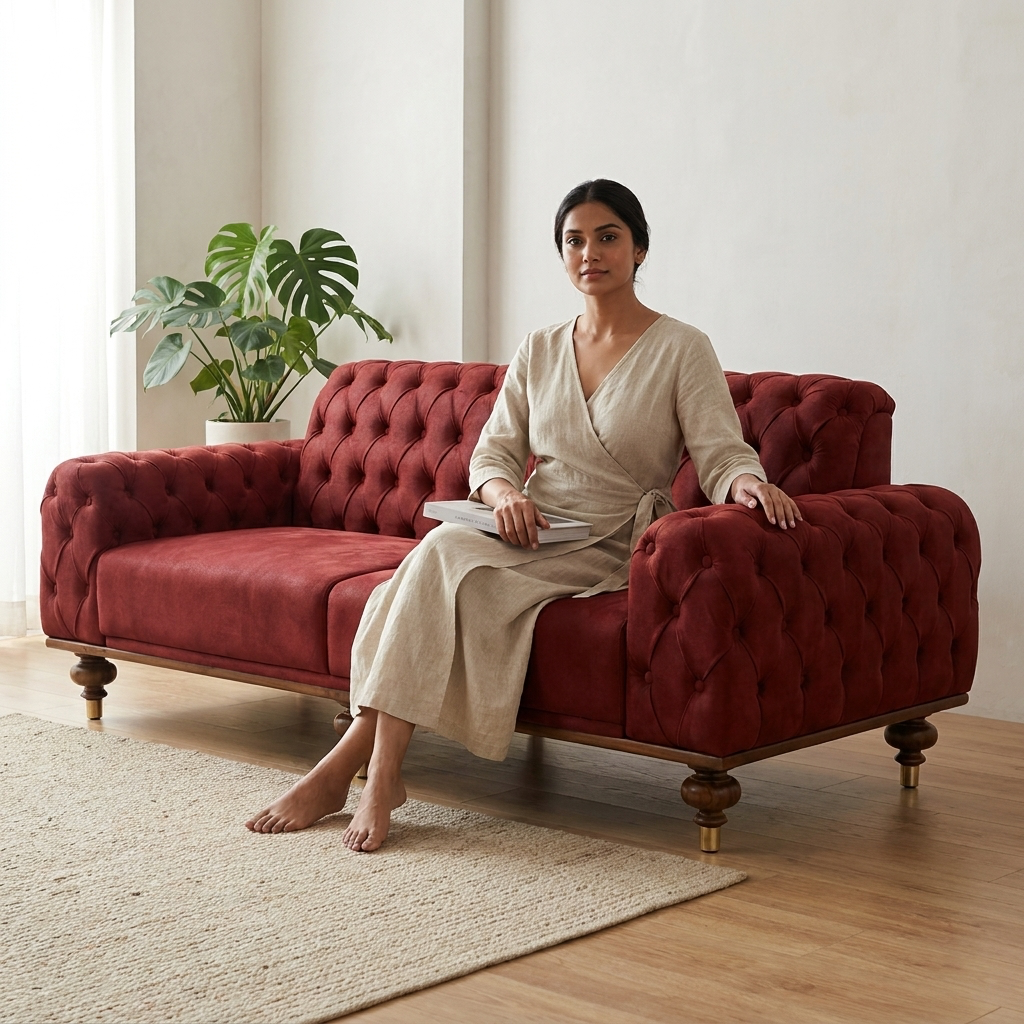 GULMOHAR TEAK CHESTERFIELD SOFA (Para-913)