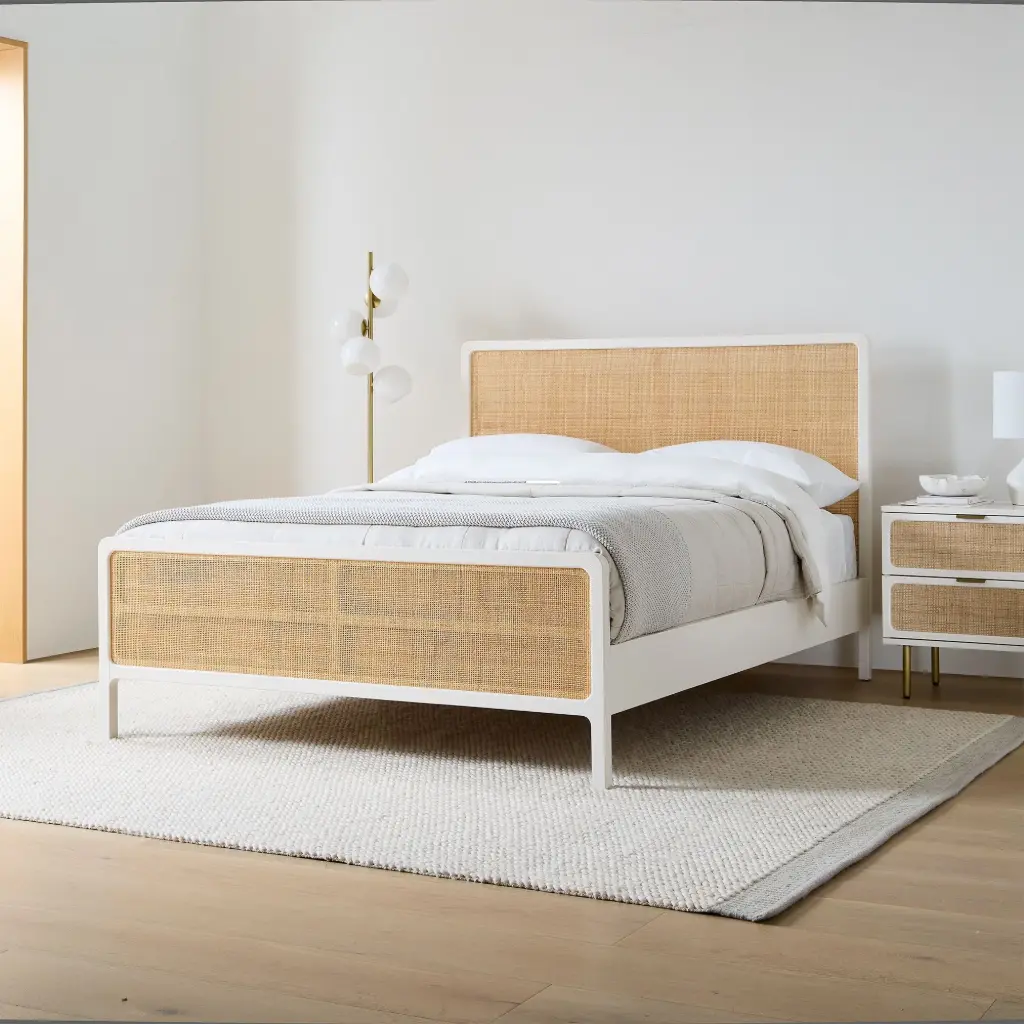 Terra Solid Wood Rattan Bed