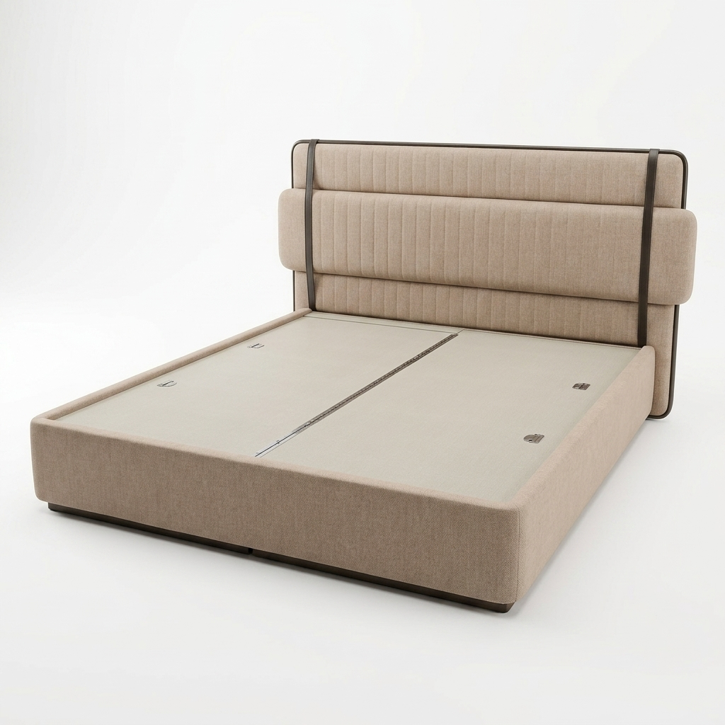Sorani Upholstered Bed in Teak