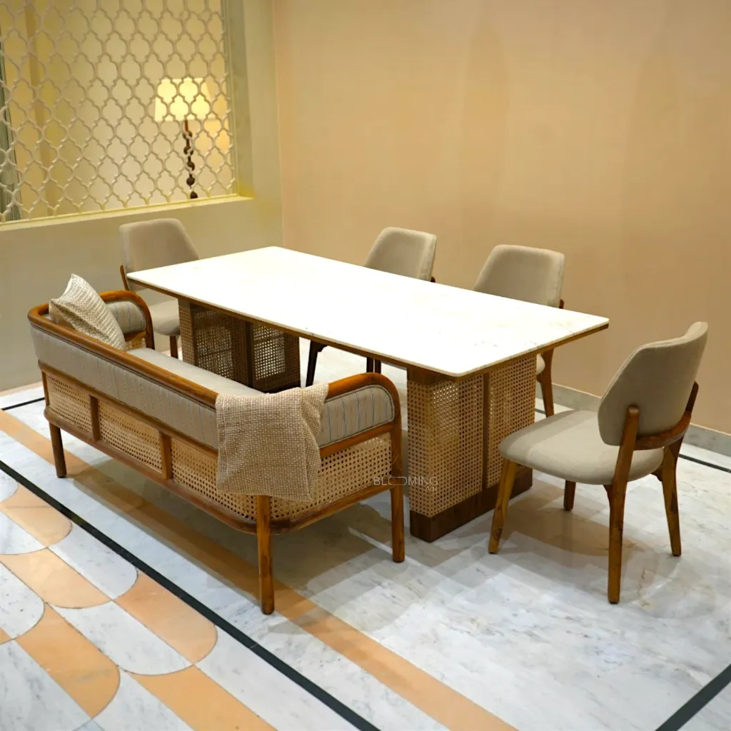 Aravalli Rattan Dining Table in Teak Wood