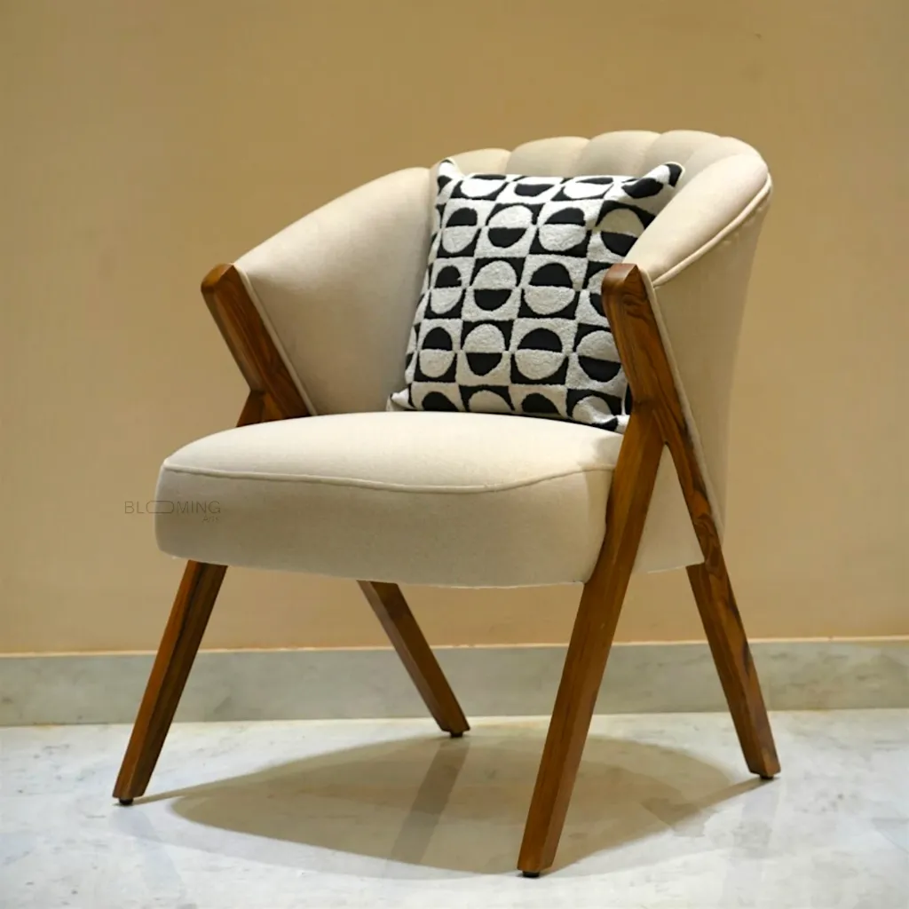 Sahara Teak Uplostry Armchair (Off-White)