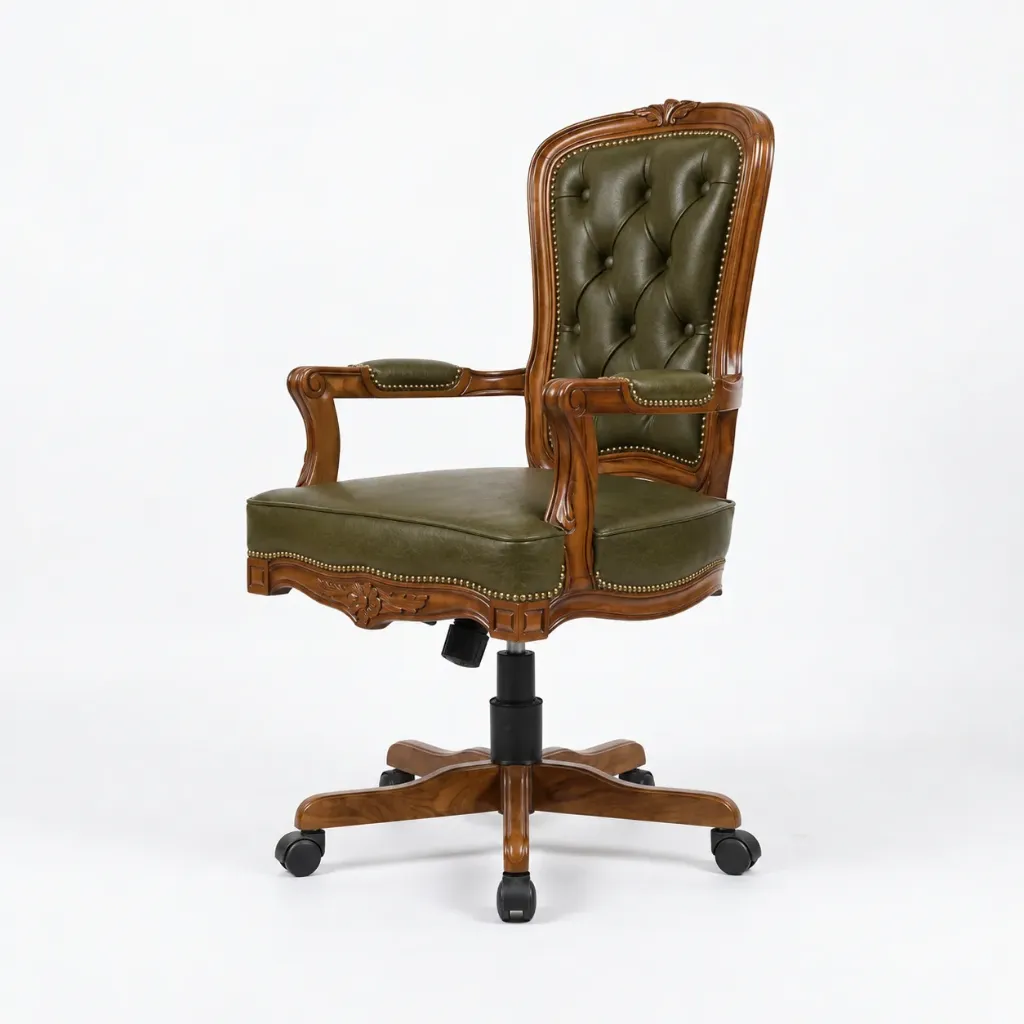Royal Director Chair Hand-Carved Leatherette