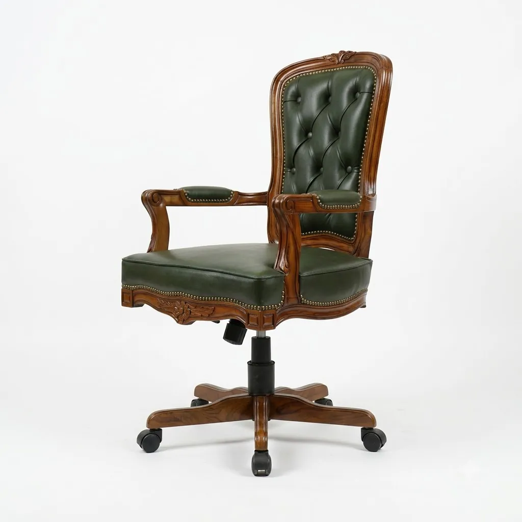 Royal Director Chair Hand-Carved Leatherette