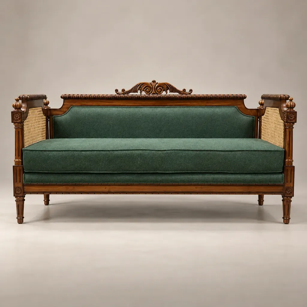 Udaipur Rattan Sofa in Teak Wood