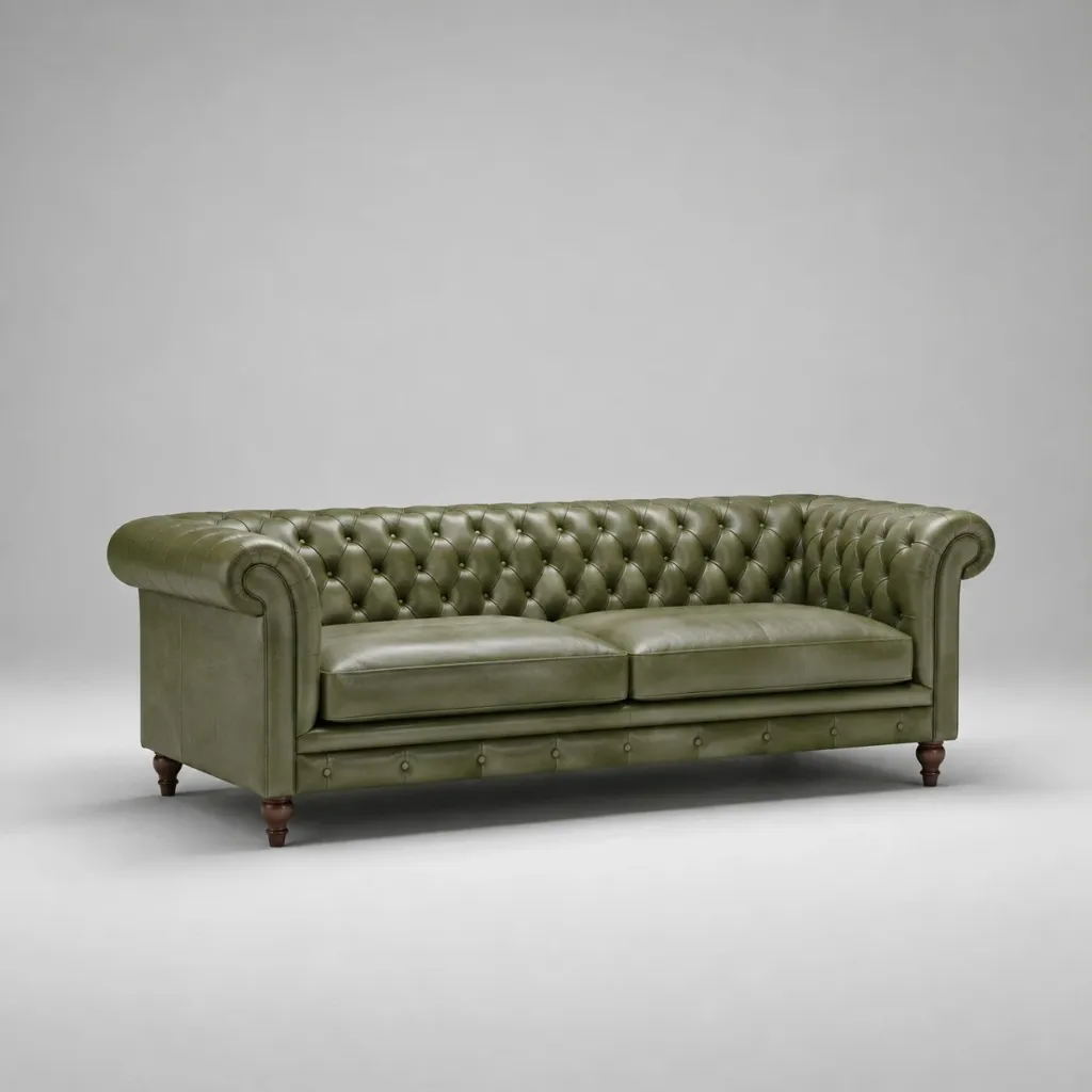Gulmohar Leatherette Chesterfield Sofa (3-Seater)