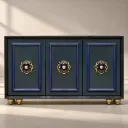 Ornate Teal Three-Door Sideboard in Teak
