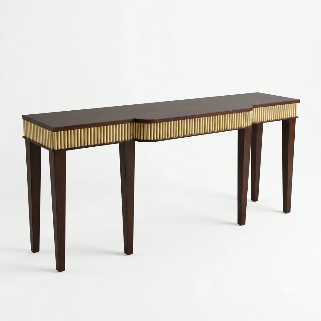 Ribbed Console in Teak