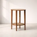 Ewar Rattan Side Table in Teak