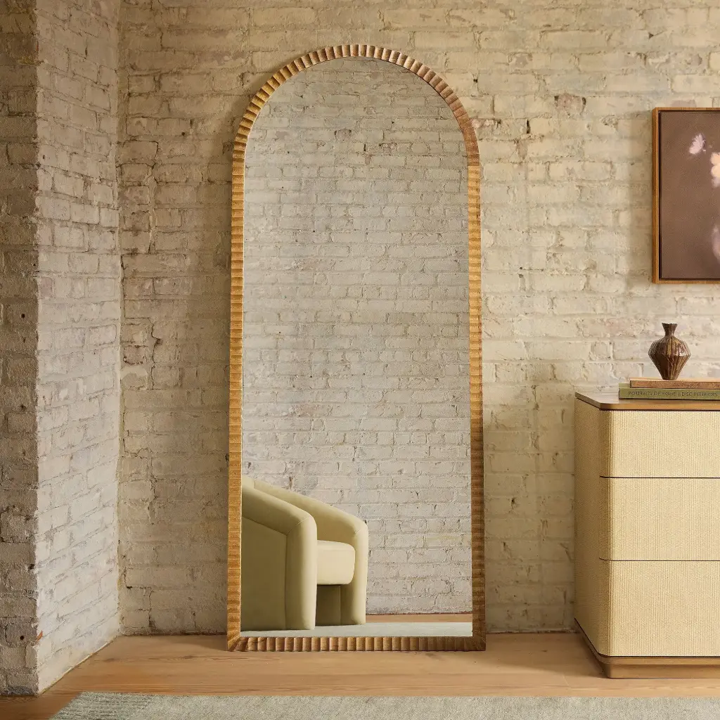 Fluted Arch Floor Mirror