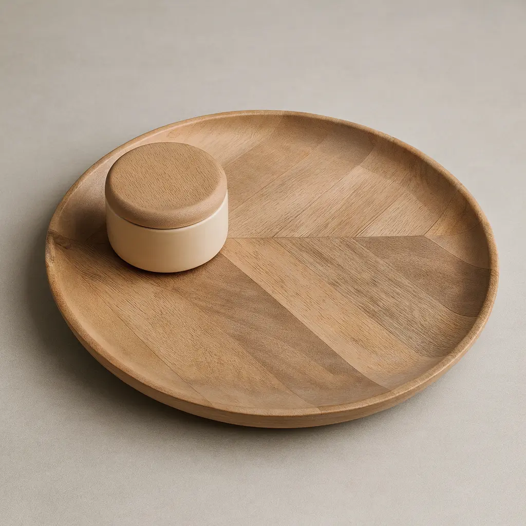 WOODEN TREY WITH CUP 