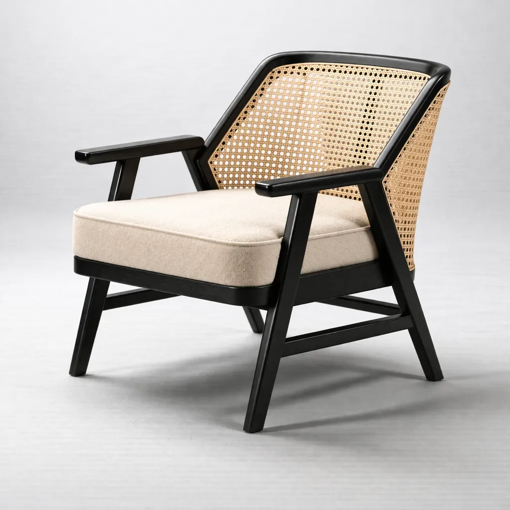 MONA RATTAN ACCENT TEAK CHAIR