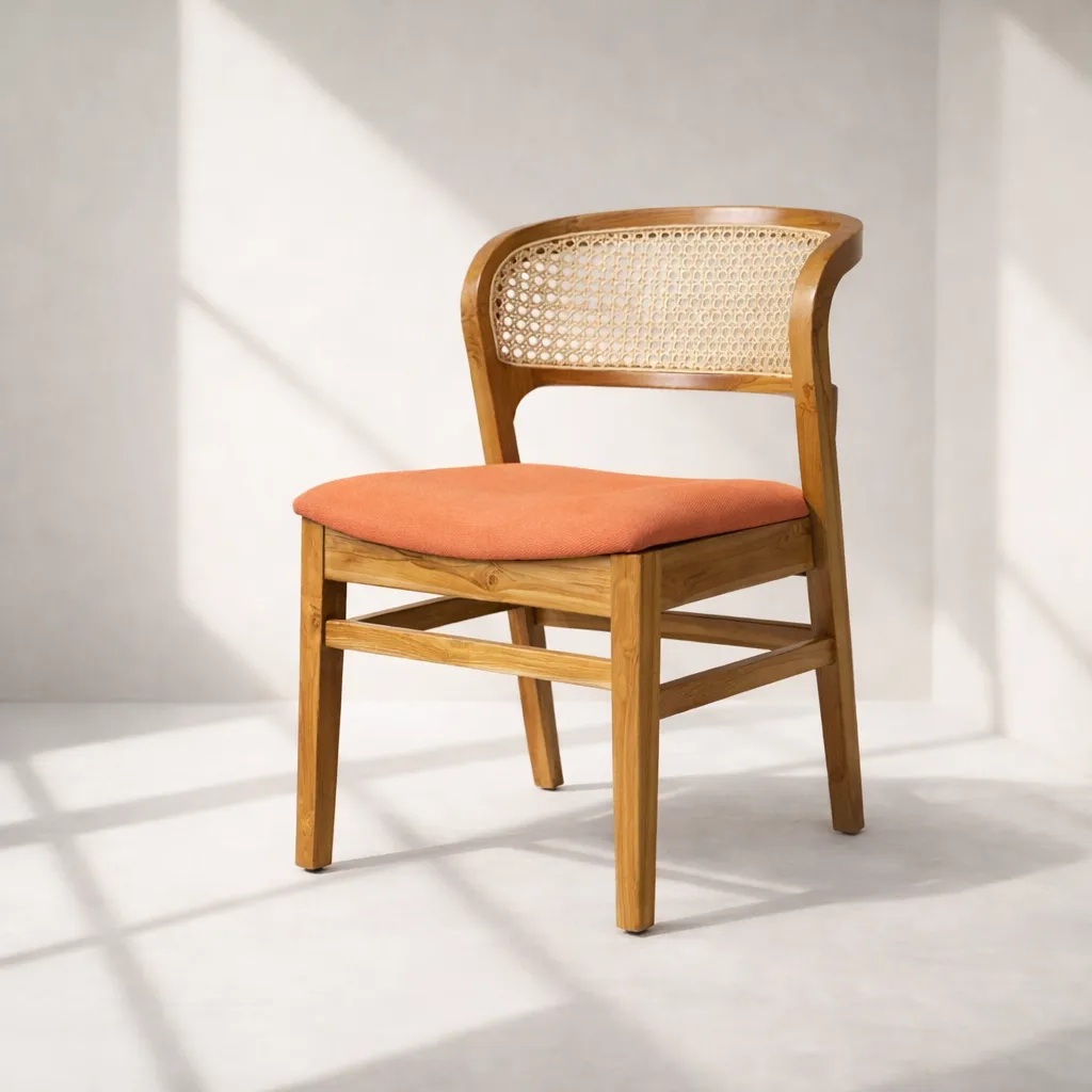 MAYA TEAK RATTAN CHAIR (Cosmic Orange)