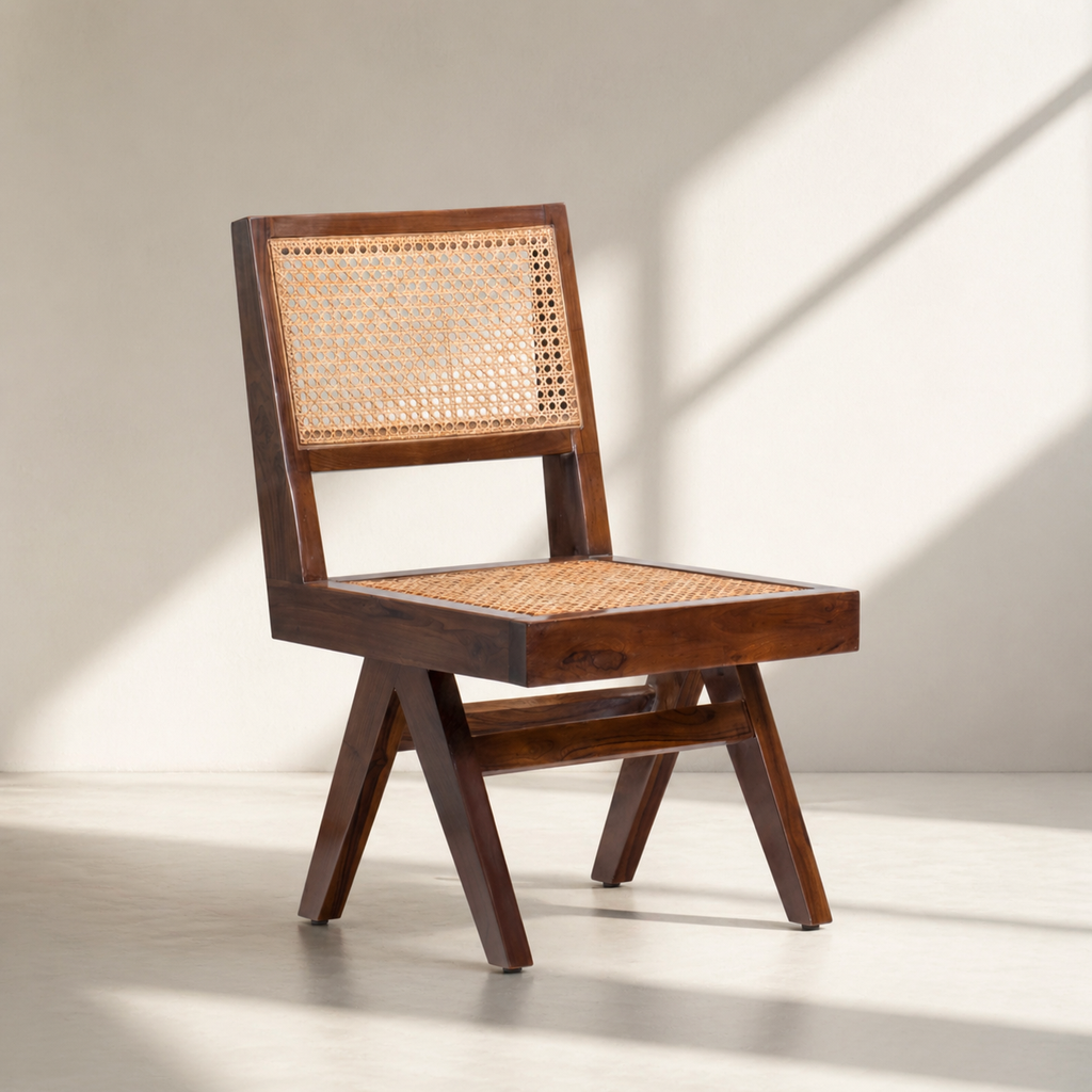 CHANDIGHAR CANE CHAIR IN TEAK
